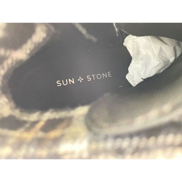 SUN STONE Womens Black Lace Up Octavia Round Toe Block Heel Hiking Boots 7 M - Picture 3 of 14